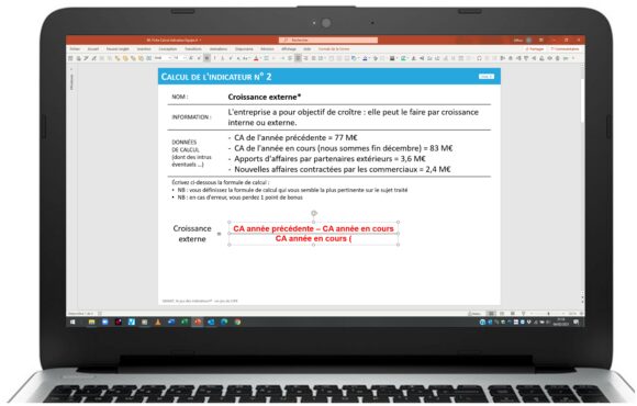 Calcul de l'indicateur de croissance d'entreprise