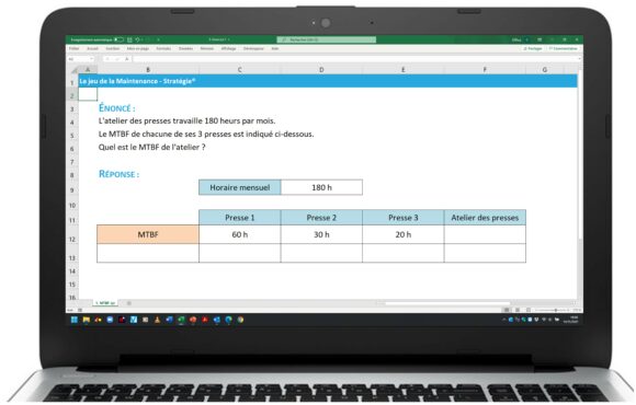 Exercice du jeu de la maintenance industrielle